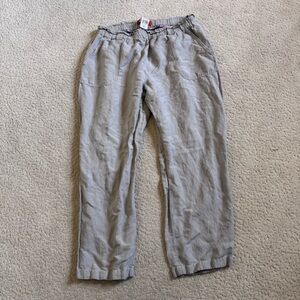 Anthropologie Cartonnier Linen Blend Pants Size Large Elastic Waist Pockets